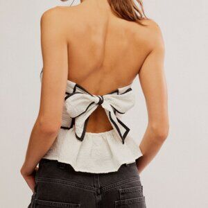 new FREE PEOPLE tara piped bow back tube top xl